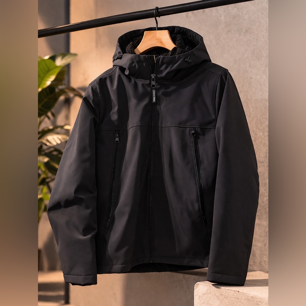Calvin Klein Men’s Sherpa-Lined Hooded Soft Shell Jacket